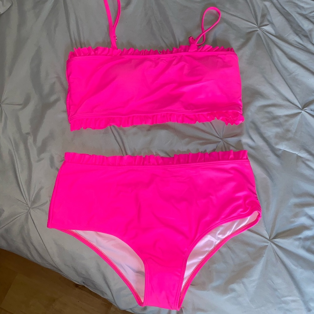 neon pink high waisted bikini